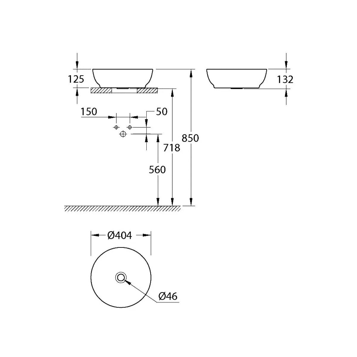 103538SH00 Grohe Essence 40 x 40 cm okrogli beli nadpultni keramični umivalnik