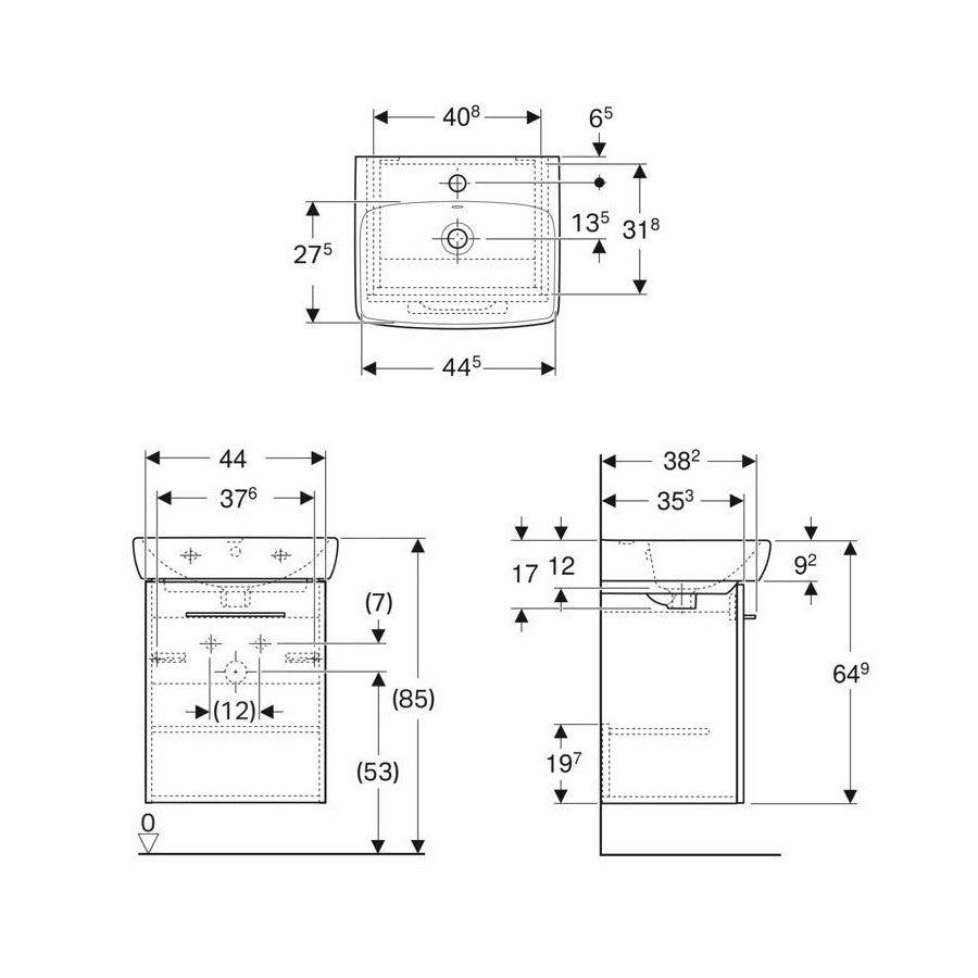 502.750.00.1 Geberit Selnova Square 50 x 38 cm umivalnik z omarico