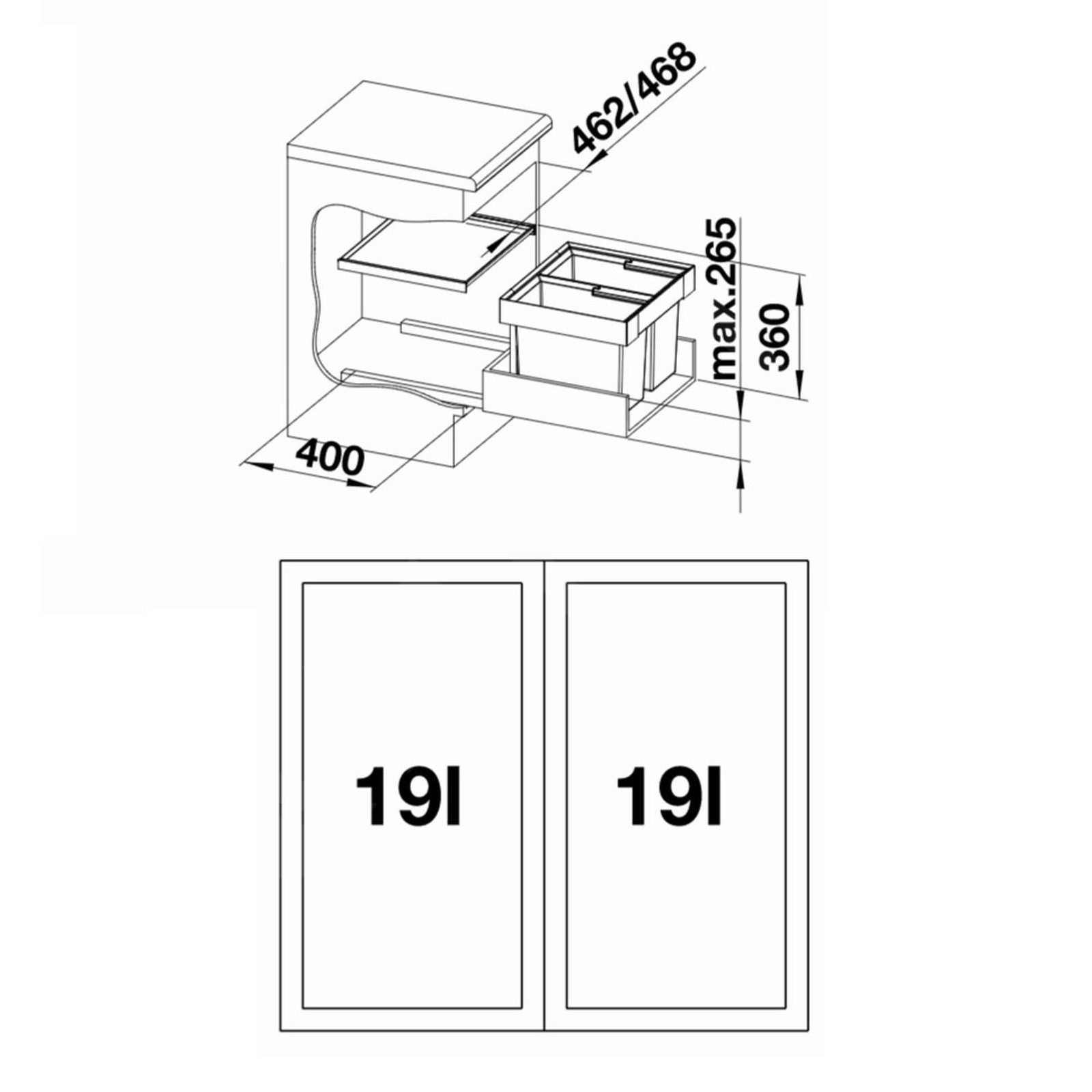 521469 Blanco Flexon II 50/2, 2 x 19l sorter odpadkov