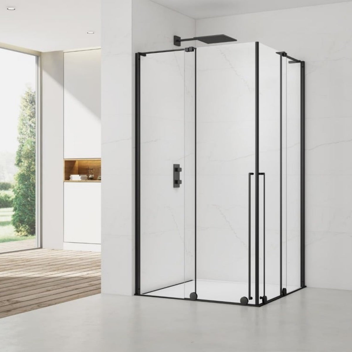 SATBWIXMN100110C SAT Walk-In Xmotion 110 x 100 pravokotna tuš kabina črna