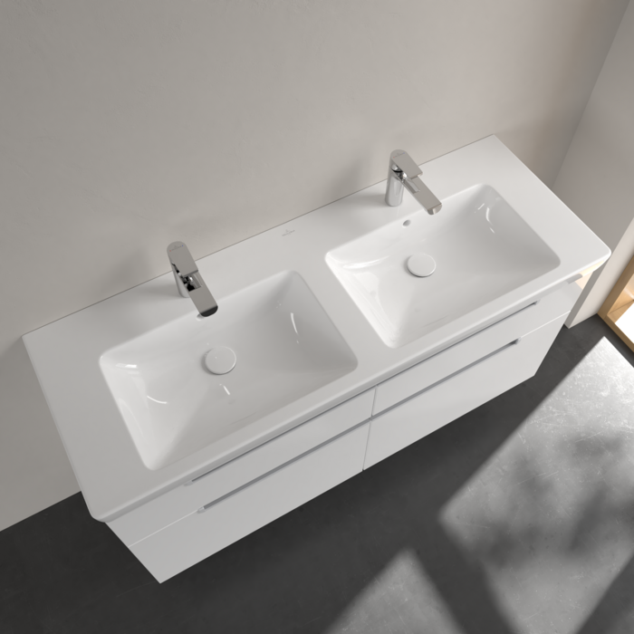 7175D001 Villeroy & Boch Subway 2.0 130 x 47 cm dvojni keramični umivalnik z 2 odprtinama