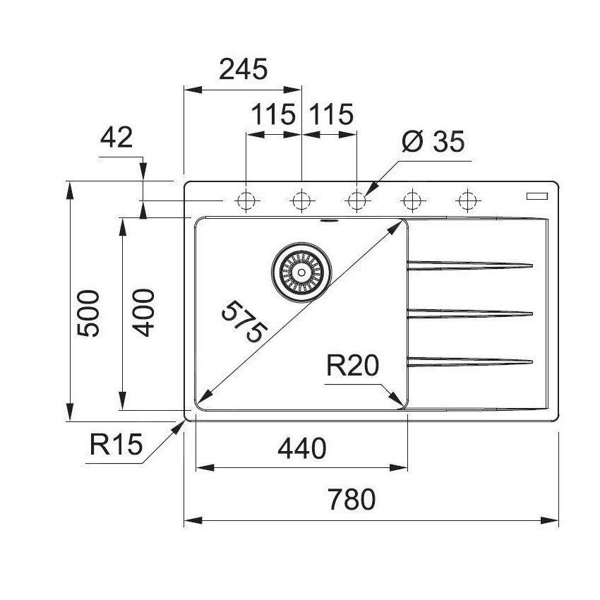 114.0637.517 Franke Centro CNG 611-78 TL/7 78x50 cm pomivalno korito iz umetnega kamna