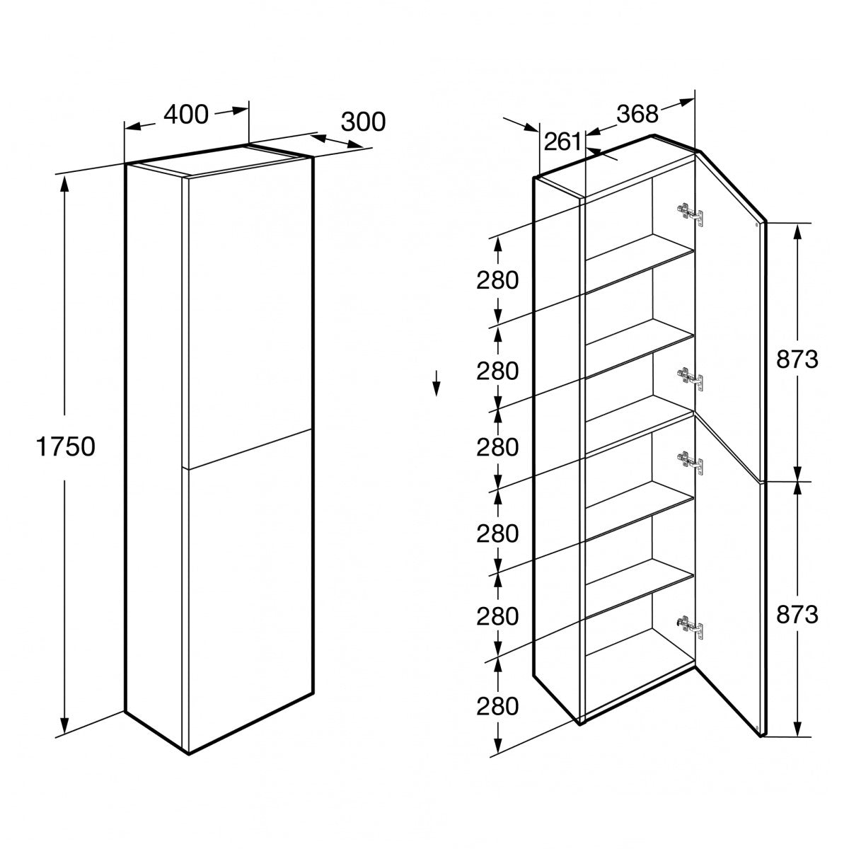 A857635509 Roca ONA 175 x 40 x 30 cm visoka stranska omara