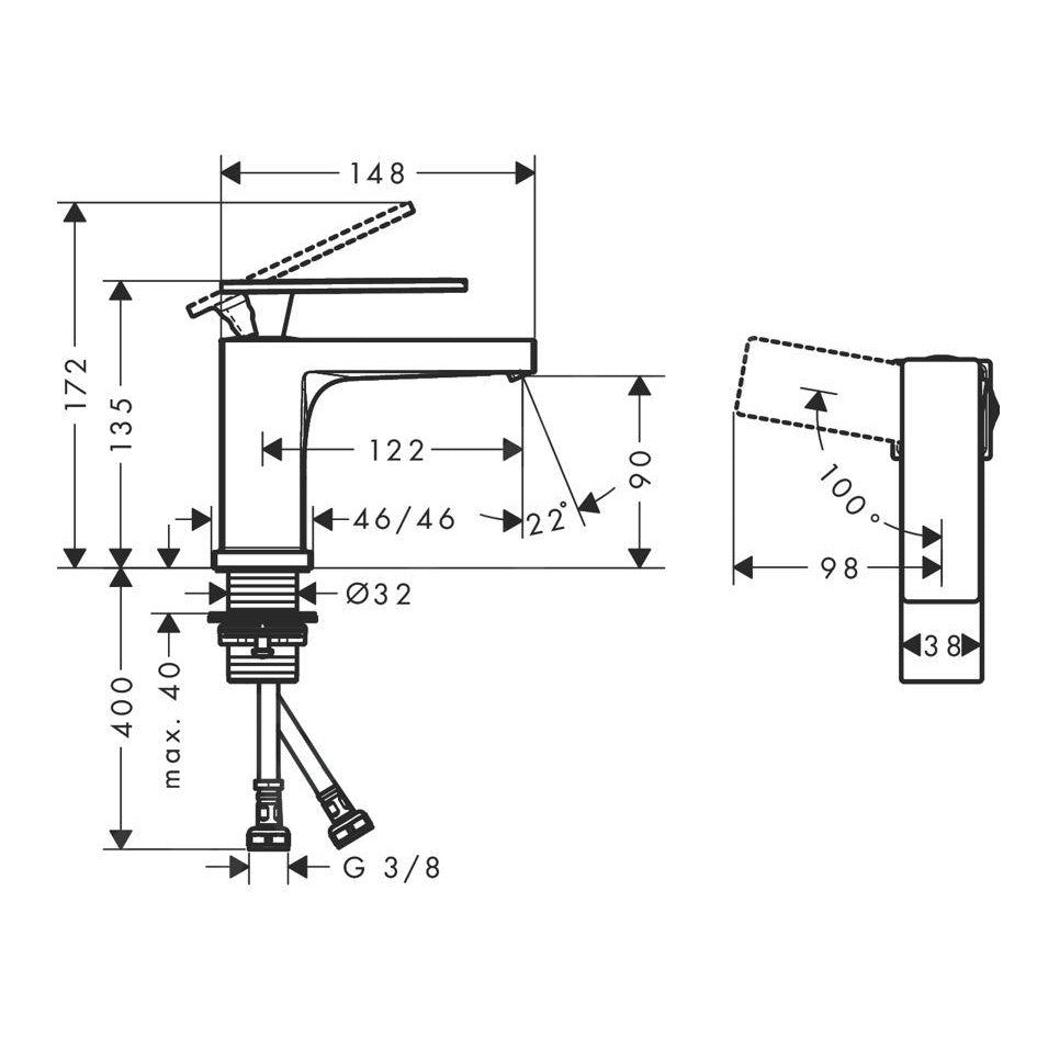73001670 Hansgrohe Tecturis E CoolStart EcoSmart+ 80 armatura za umivalnik