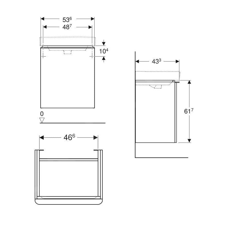 500.366.00.1 Geberit Smyle Square 54 x 43 cm leva izvedba omarica za umivalnik
