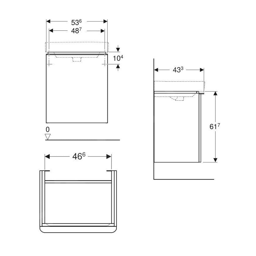 500.366.JR.1 Geberit Smyle Square 54 x 43 cm leva izvedba omarica za umivalnik