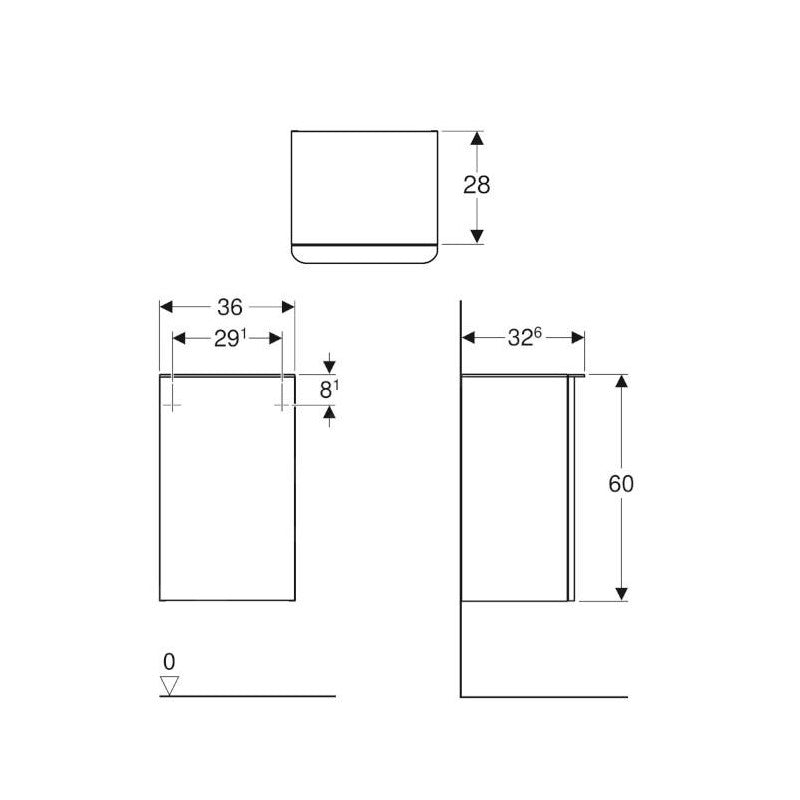 500.359.JR.1 Geberit Smyle Square 36 x 30 cm desna izvedba nizka stranska omarica