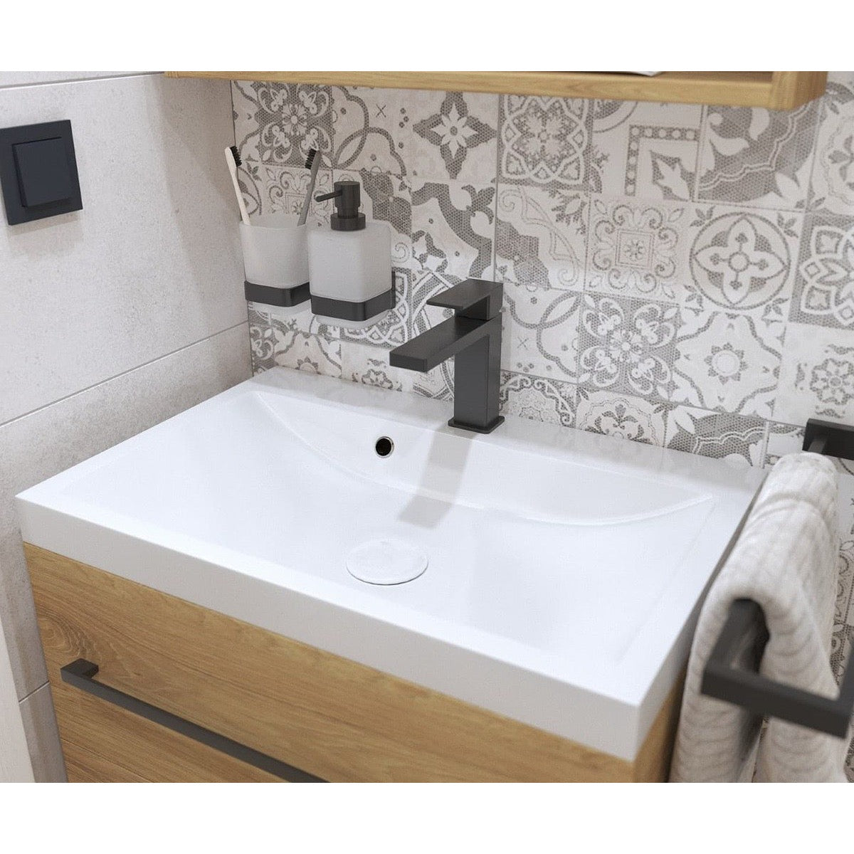 CU6050 Naturel Cube Way 60 x 40 cm vgradni umivalnik iz litega marmorja z odprtino za armaturo
