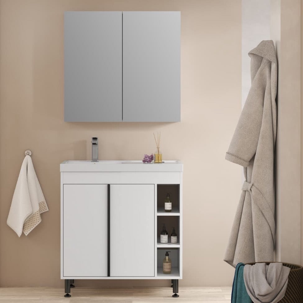 LUCCA80W Naturel Lucca 79 x 45 cm umivalnik z omarico