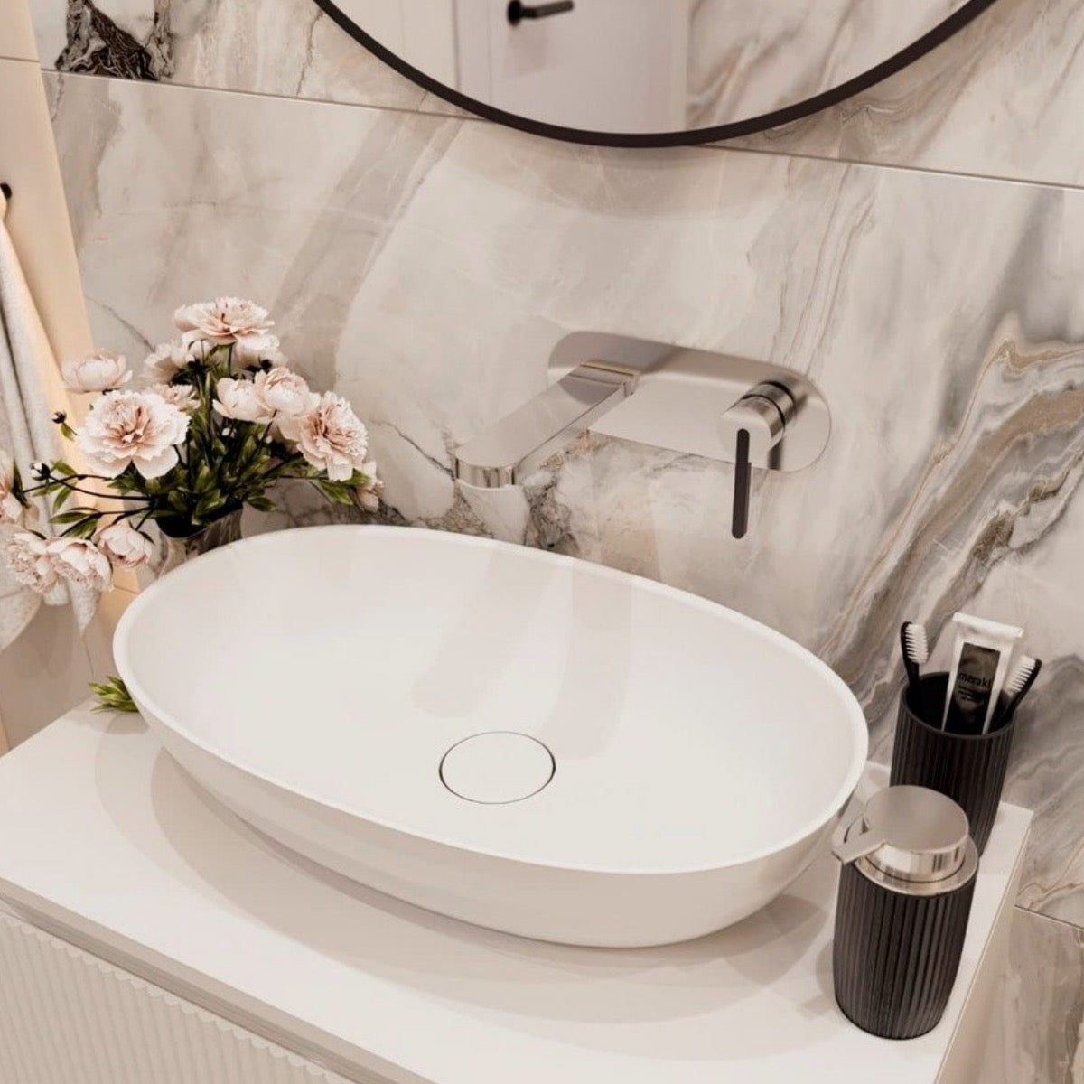 SATAU6036 SAT Aula 60 x 36 cm nadpultni umivalnik iz litega marmorja