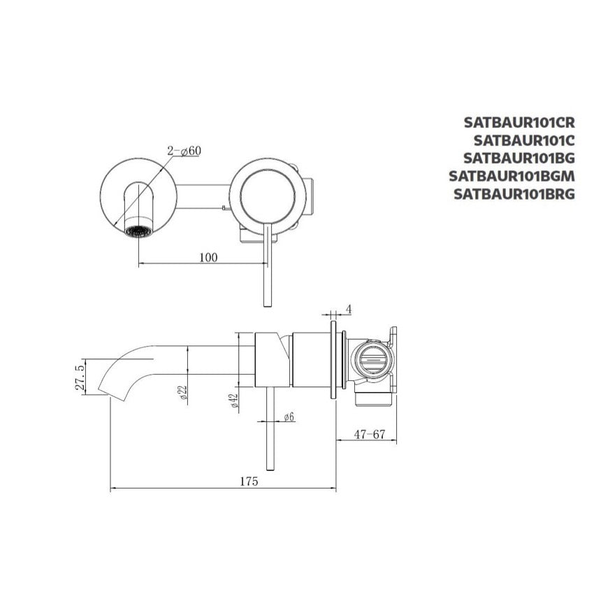 SATBAUR101BRG SAT Aurum podometna armatura za umivalnik