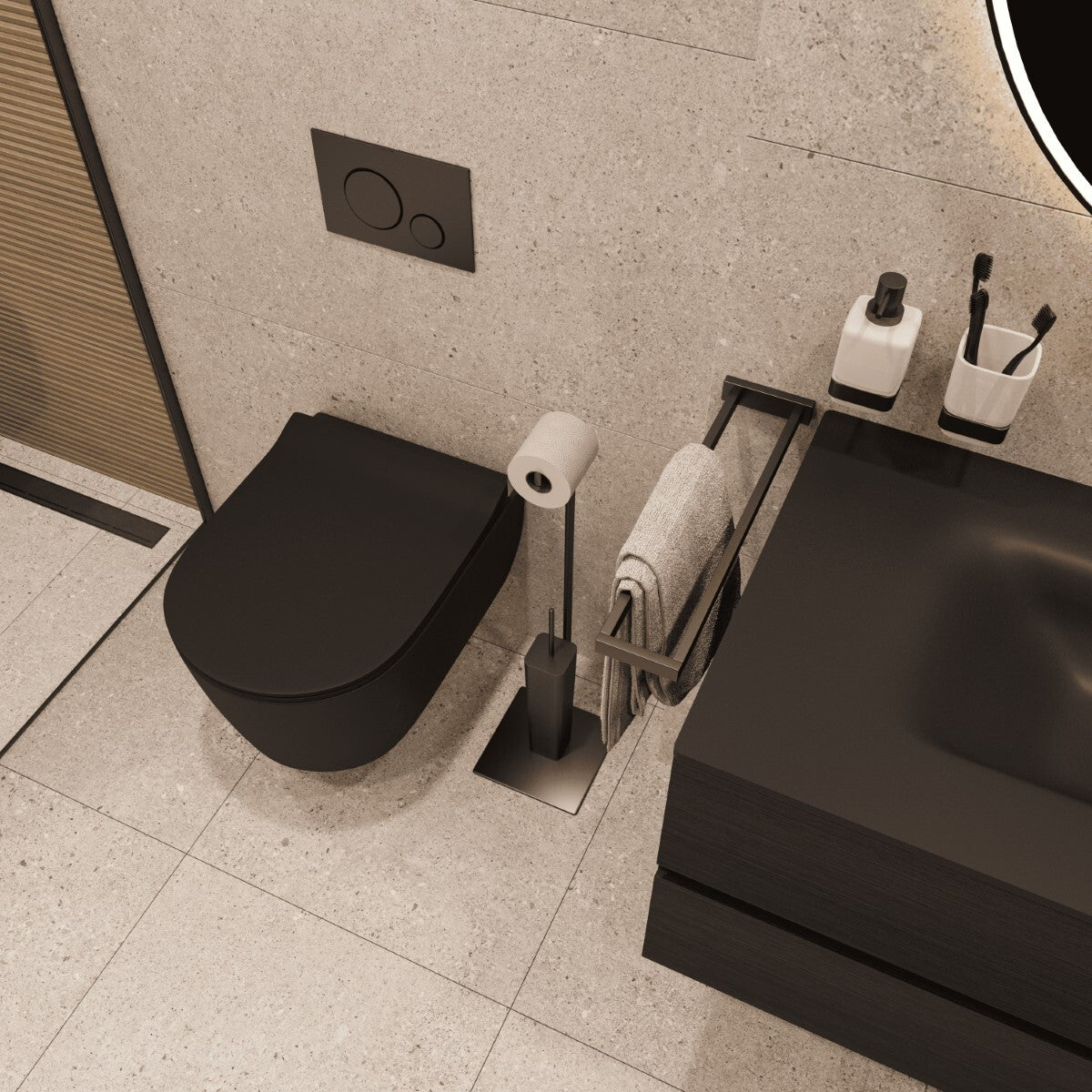 SATBRE010RREXPBKM SAT Brevis viseča brezrobna WC školjka z WC desko s počasnim zapiranjem