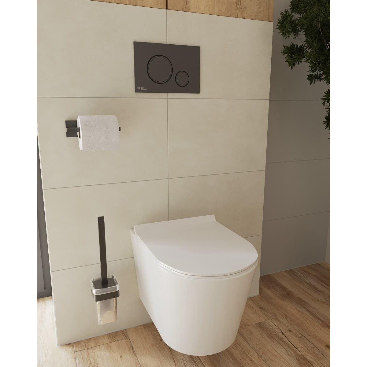 SATBRE011RREXP SAT Brevis viseča brezrobna WC školjka z WC desko s počasnim zapiranjem