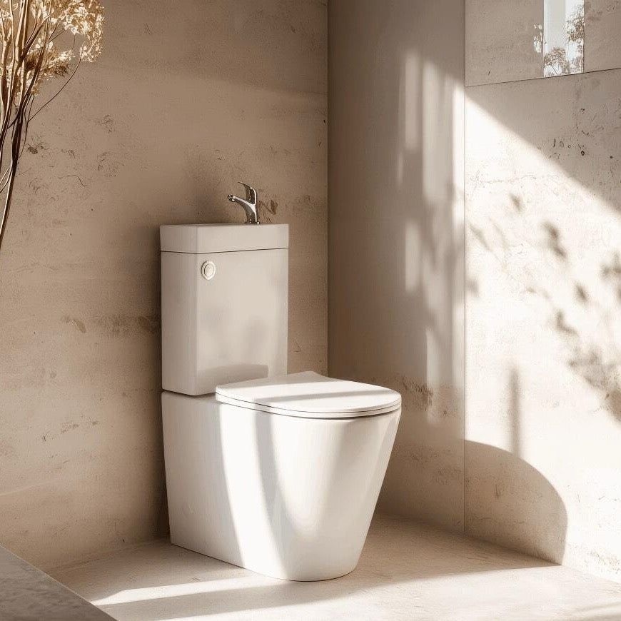 SATBRE34 SAT Brevis talna WC školjka monoblok z integriranim umivalnikom in WC desko s počasnim zapiranjem