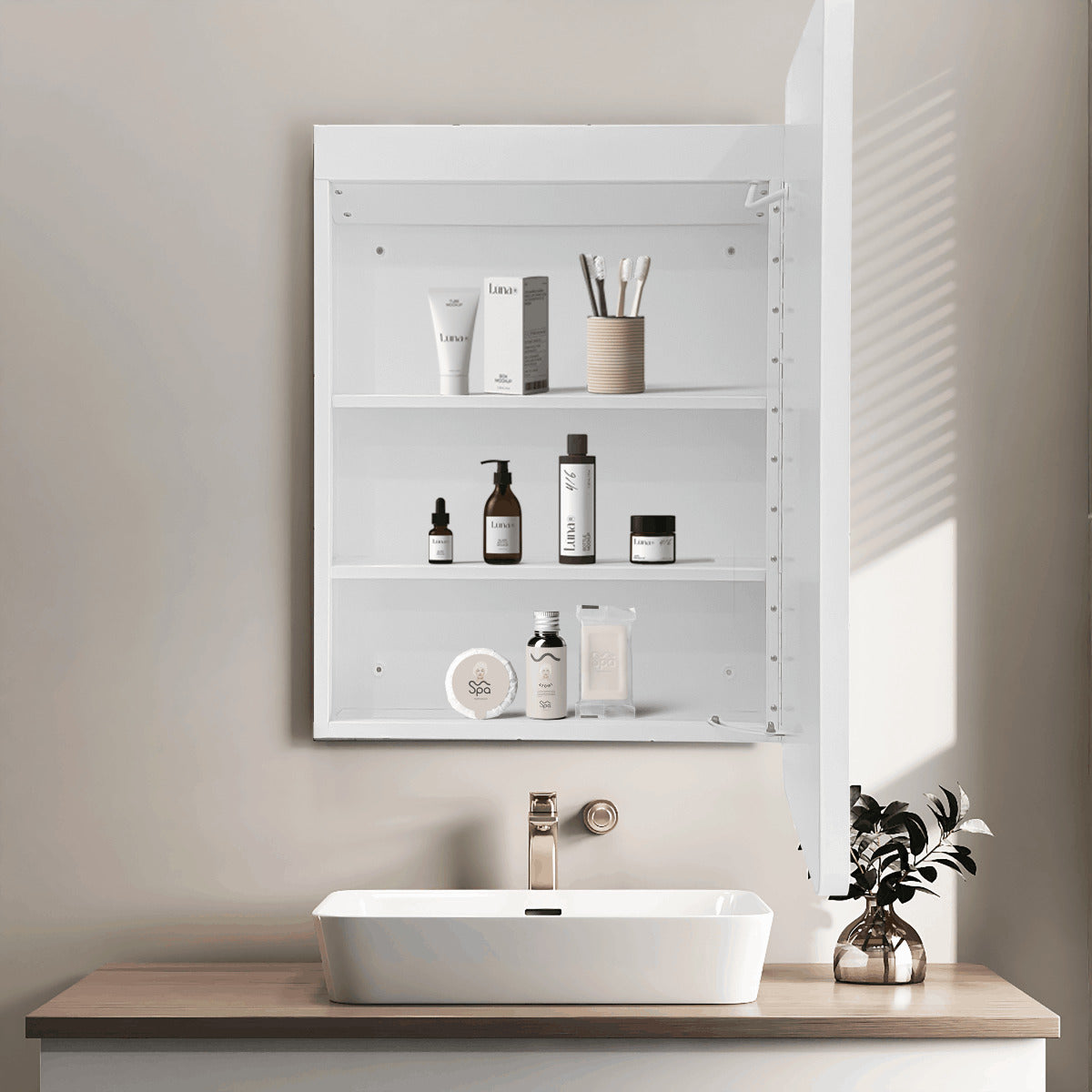 SATZGALED5071BI SAT 50 x 71 cm omarica z ogledalom in LED osvetlitvijo