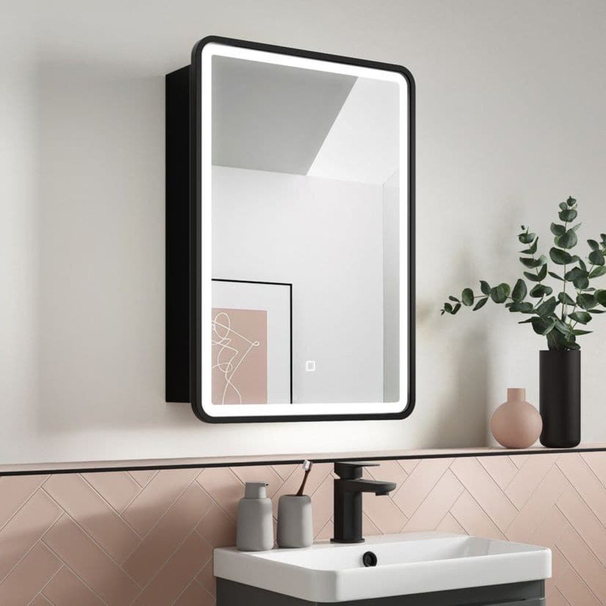 SATZGALED5071CE SAT 50 x 71 cm omarica z ogledalom in LED osvetlitvijo