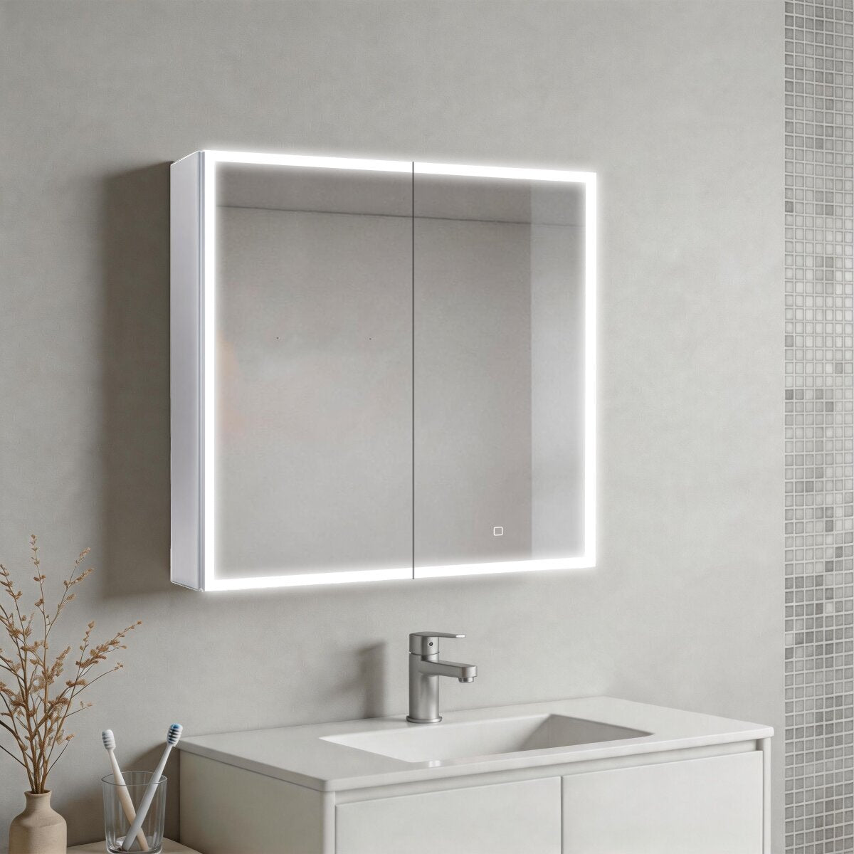 SATZGALED6060AL SAT 60 x 60 cm omarica z ogledalom in LED osvetlitvijo