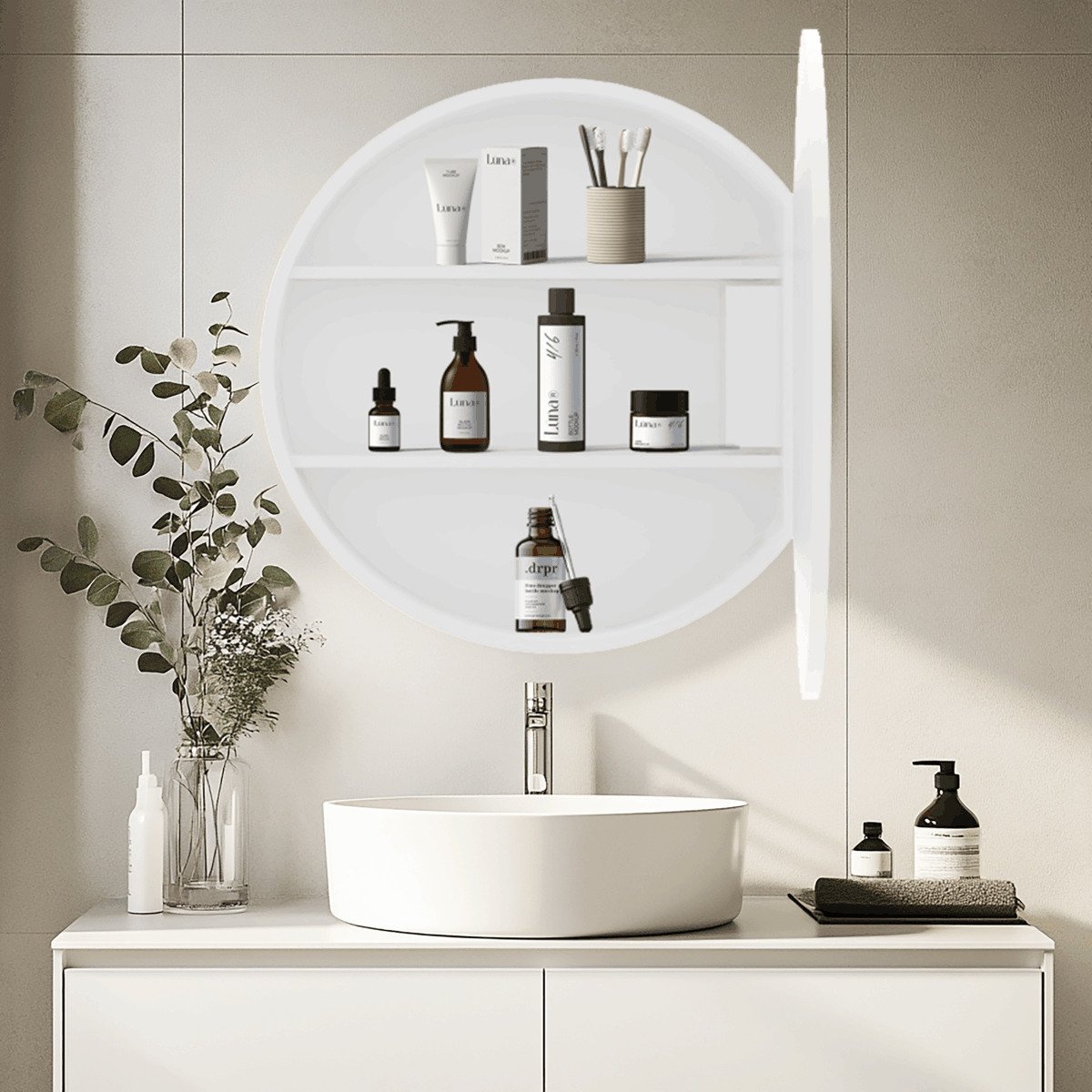 SATZGALED60BI SAT 60 x 60 cm okrogla omarica z ogledalom in LED osvetlitvijo