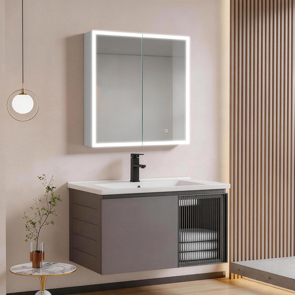 SATZGALED6570AL SAT 65 x 70 cm omarica z ogledalom in LED osvetlitvijo
