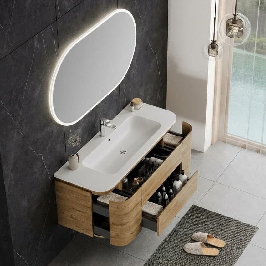 SHELLEY120OAK Naturel Shelley 120 x 46 cm umivalnik z omarico