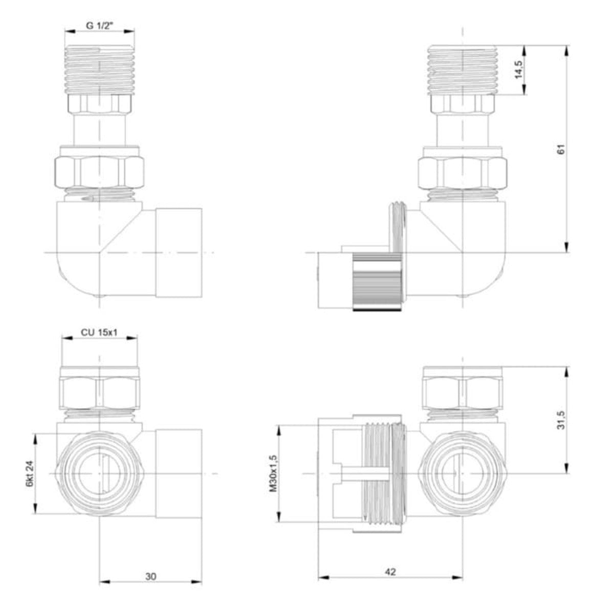 VENTILSADAKPC Hopa Pime kotni termostatski ventil krom