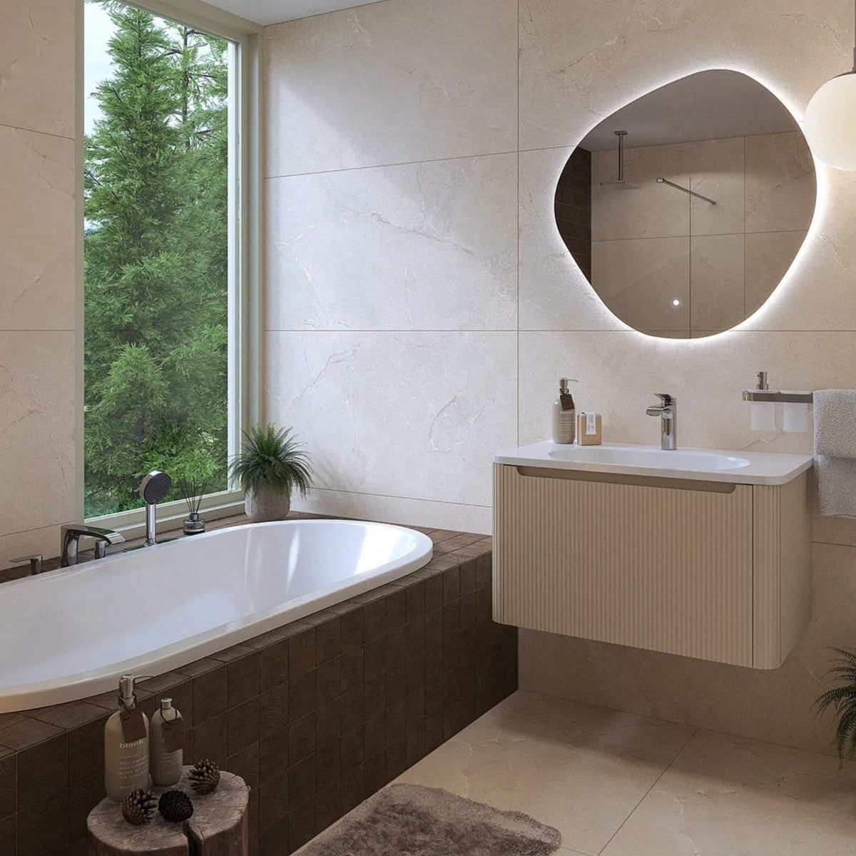 AUSTEN80CB Naturel Austen 79 x 47 cm umivalnik z omarico