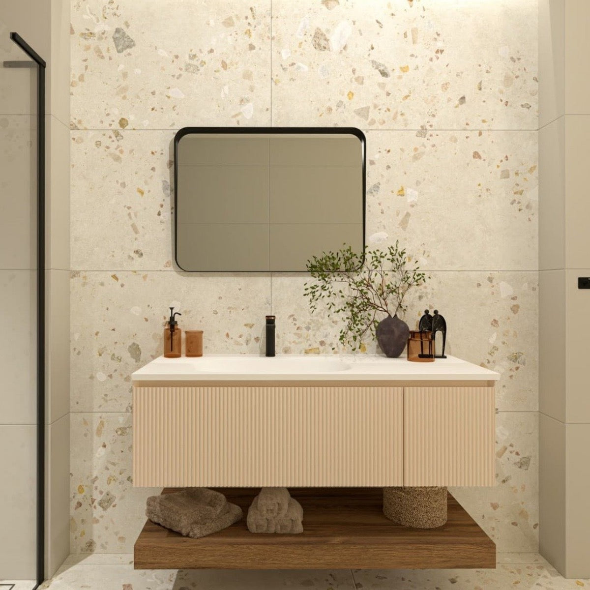 AUSTEN120BG Naturel Austen 120 x 52 cm umivalnik z omarico