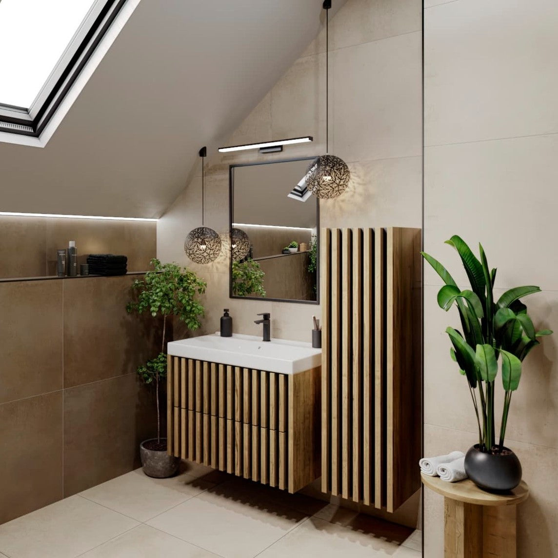 DELANO100ZDUM Naturel Delano 100 x 46 cm umivalnik z omarico