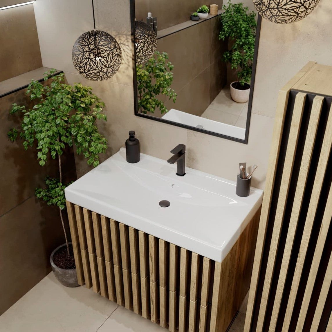 DELANO100ZDUM Naturel Delano 100 x 46 cm umivalnik z omarico