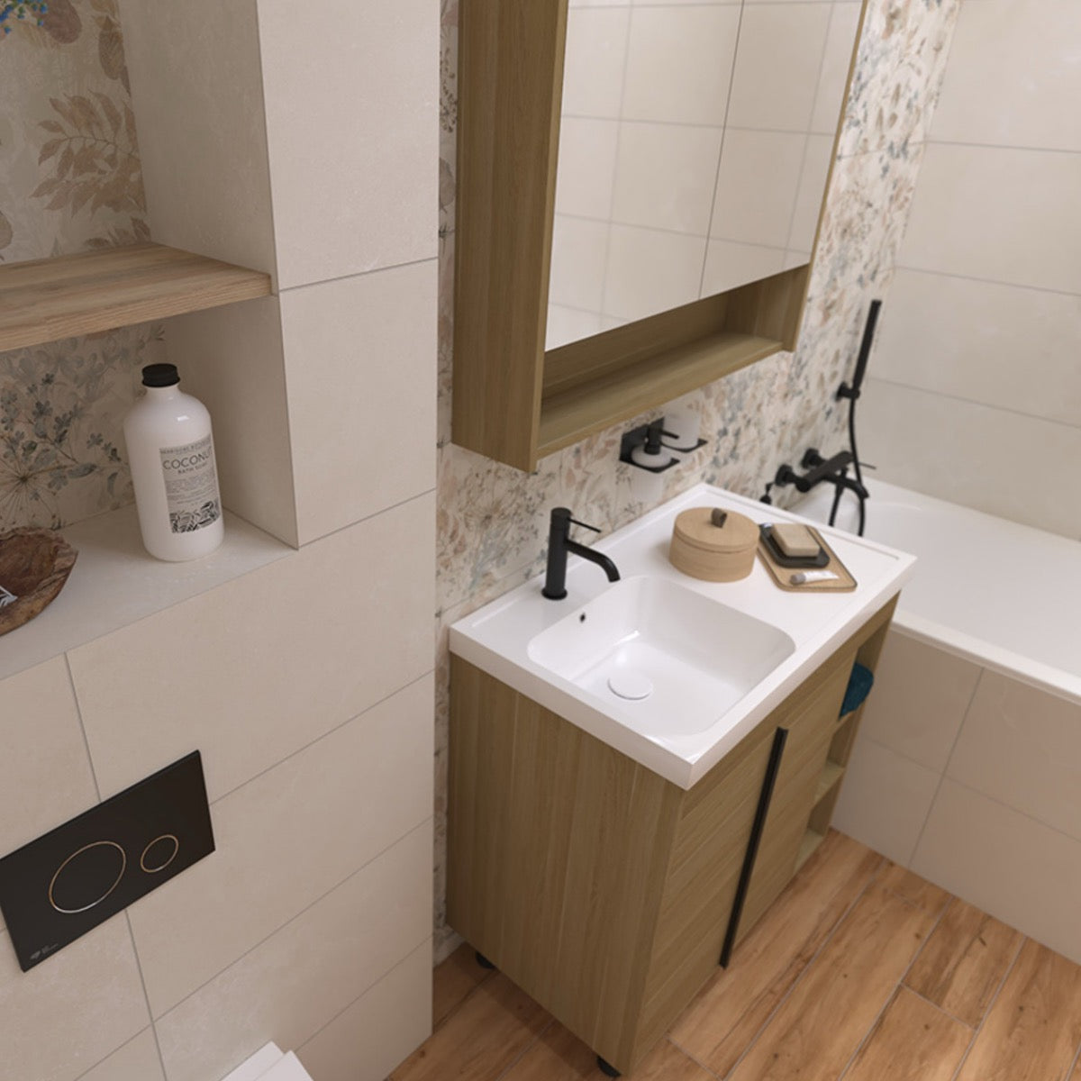 LUCCA60D Naturel Lucca 59 x 45 cm umivalnik z omarico