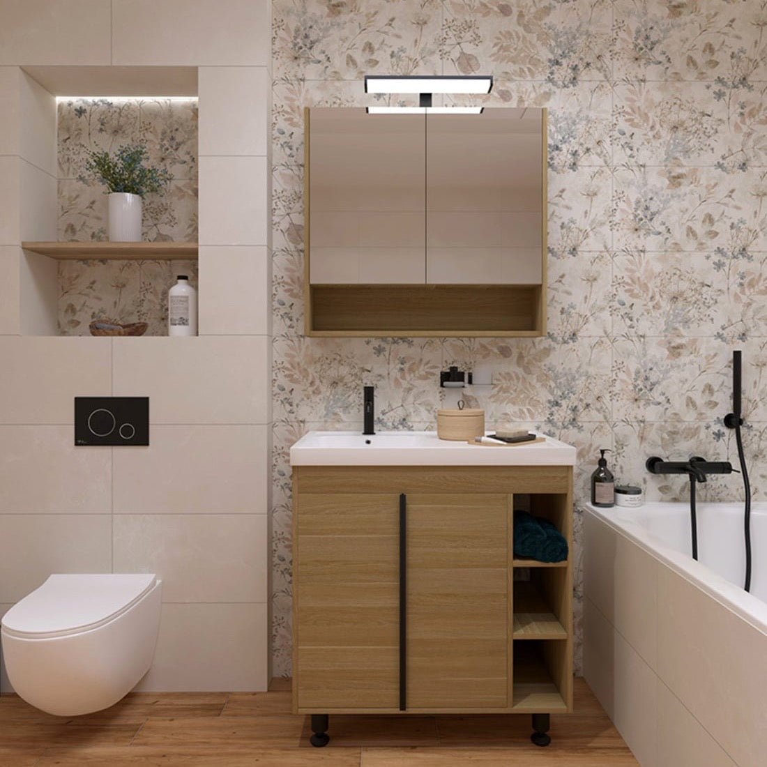 LUCCA80D Naturel Lucca 79 x 45 cm umivalnik z omarico