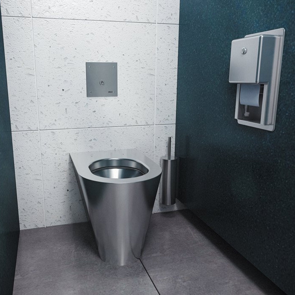 94030 Sanela SLWN 03 stoječa WC školjka iz nerjavnega jekla Anti Vandalism