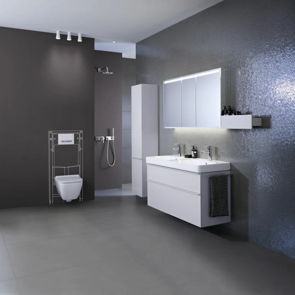 500.356.00.1 Geberit Smyle Square 118 x 47 cm omarica za dvojni umivalnik