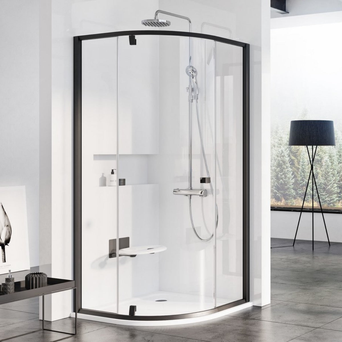 376AA300Z1 Ravak Pivot 100 x 100 polkrožna tuš kabina črna