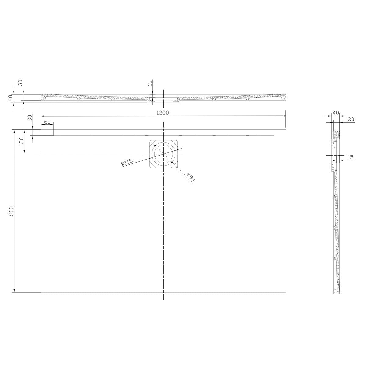 SATSVVI12080S SAT Vision 120 x 80 cm pravokotna tuš kad iz litega marmorja