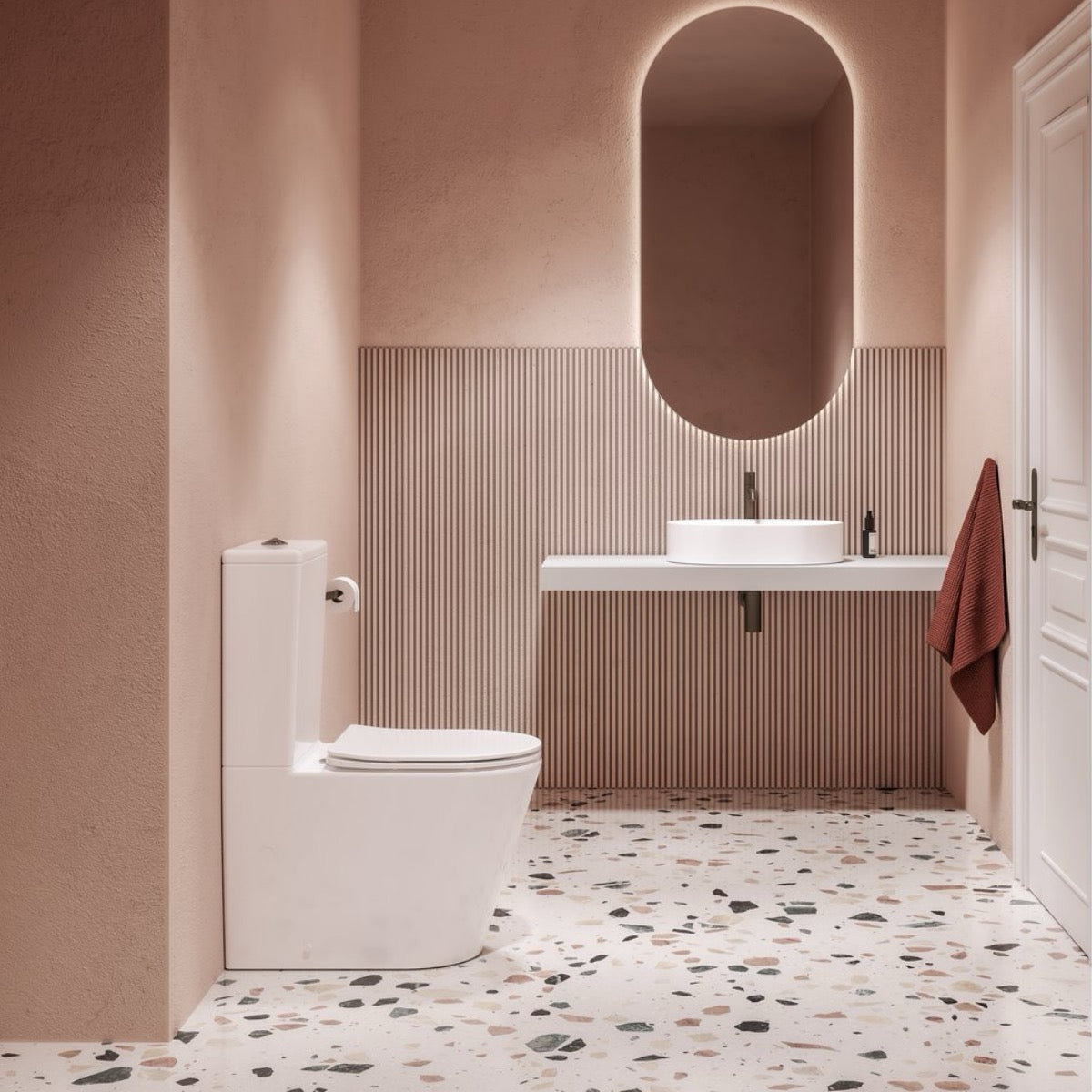 X01872 Ravak Elegant talna brezrobna WC školjka monoblok z WC desko s počasnim zapiranjem
