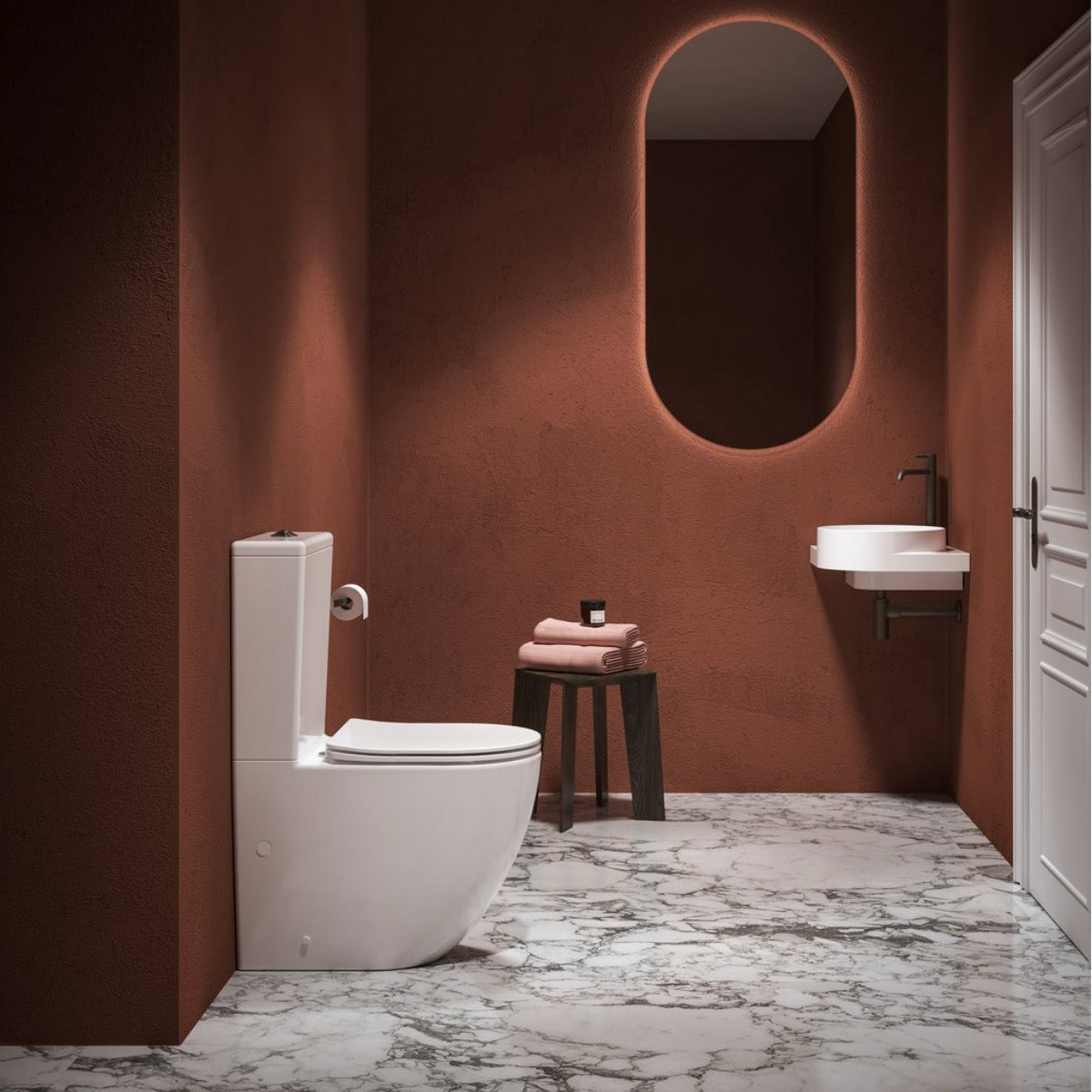 X01870 Ravak Optima talna brezrobna WC školjka monoblok z WC desko s počasnim zapiranjem