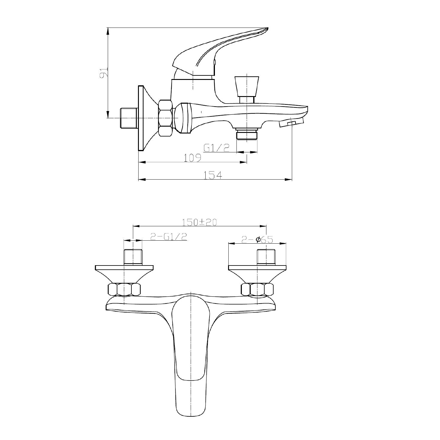 SIKOBSLPRO222C S-Line Pro stenska armatura za kad