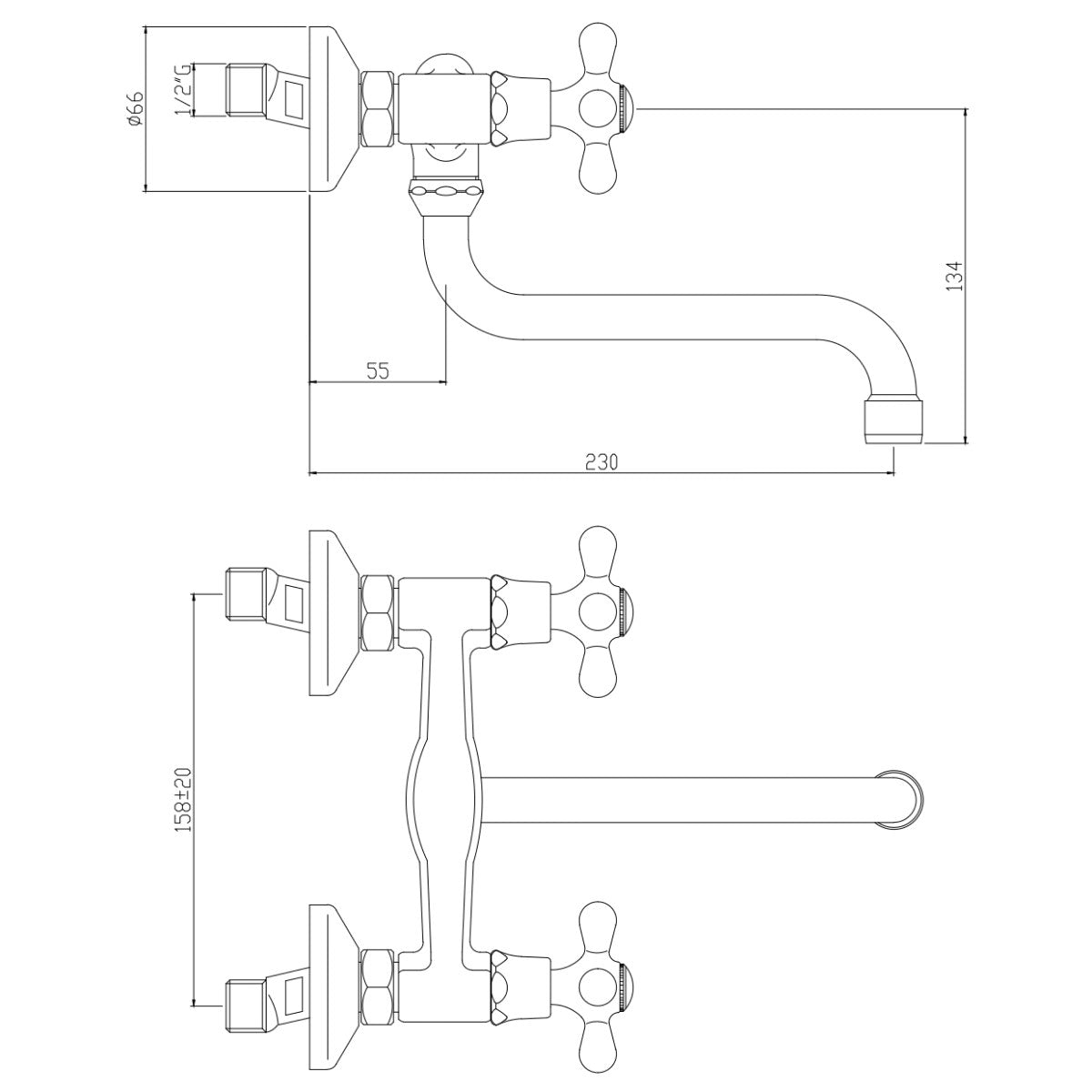 IR161BR Paffoni Ricordi stenska armatura za umivalnik retro izgleda