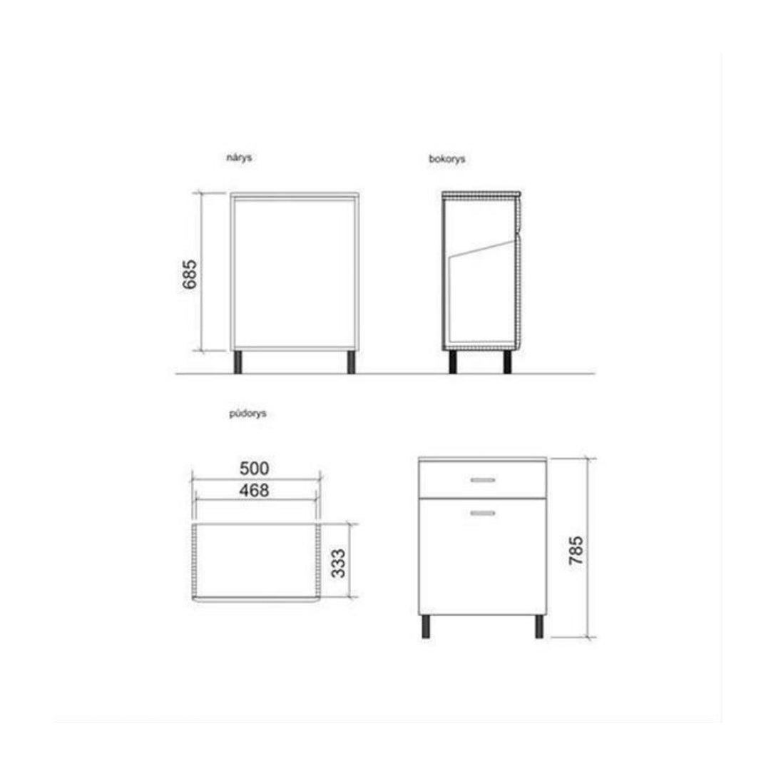 PRON50K Naturel Keramia Pro 50 x 33 cm prostostoječa kopalniška omarica