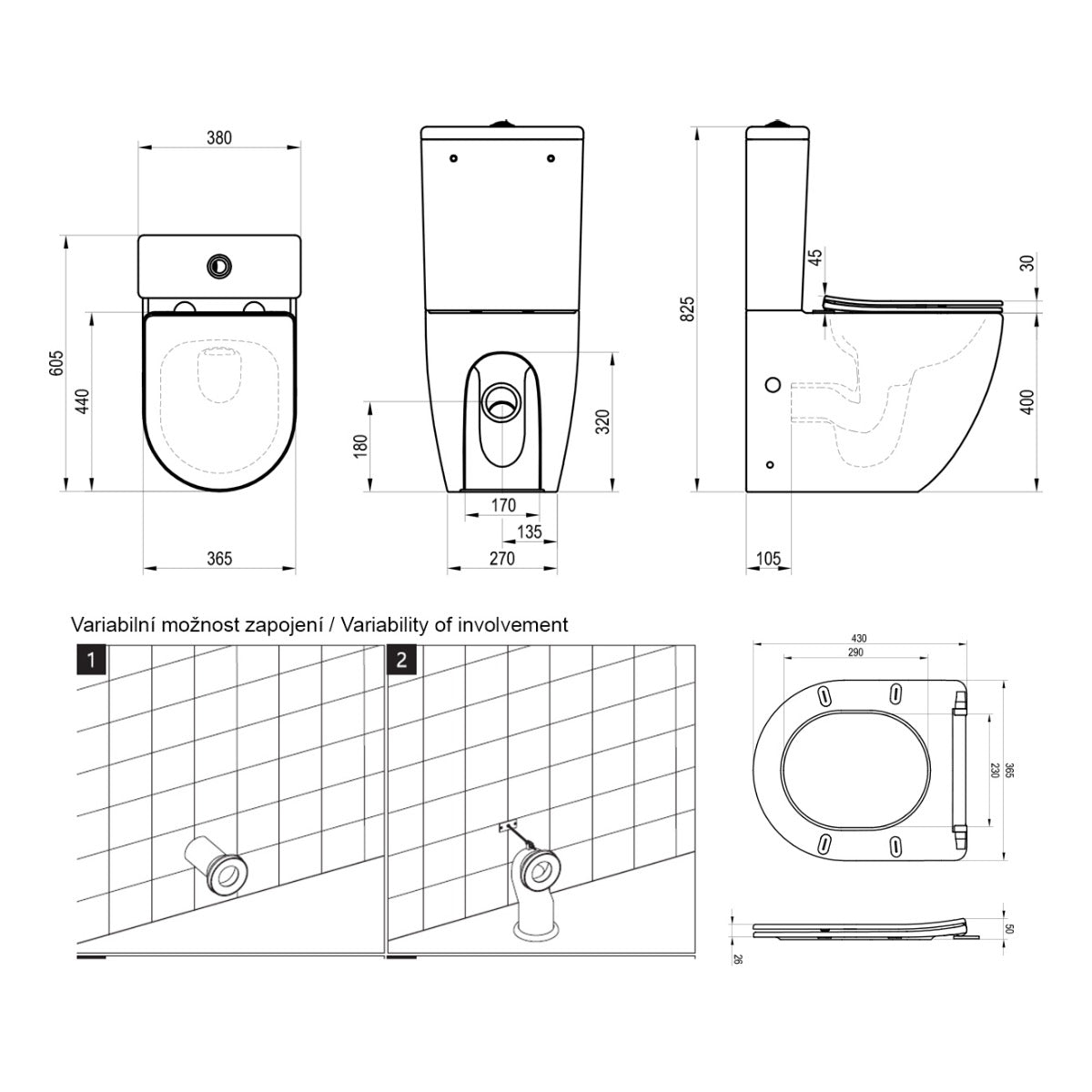 X01870 Ravak Optima talna brezrobna WC školjka monoblok z WC desko s počasnim zapiranjem