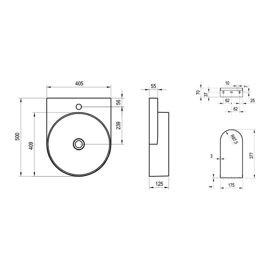 X000001531 Ravak Yard 50 x 40 cm keramični umivalnik z nosilcem