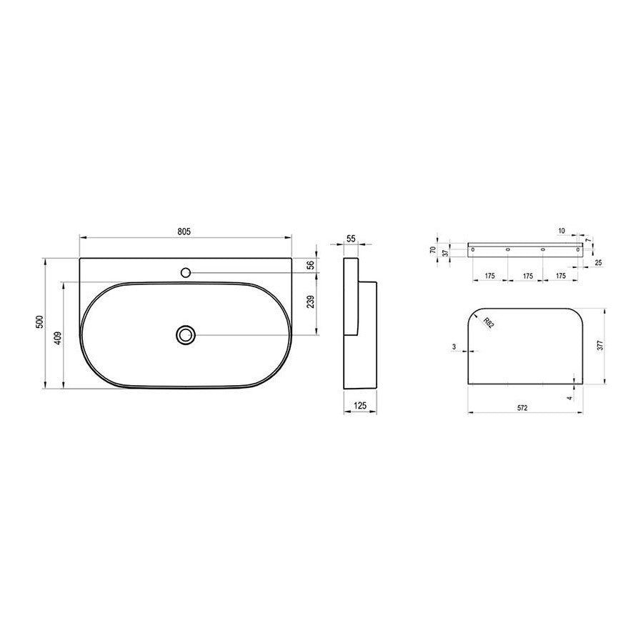 X000001537 Ravak Yard 80 x 50 cm keramični umivalnik z nosilcem