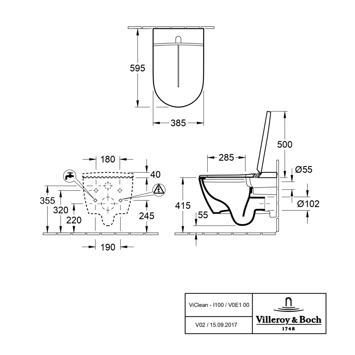 V0E100R1 Villeroy & Boch Viclean higienska brezrobna WC školjka z WC desko s počasnim zapiranjem