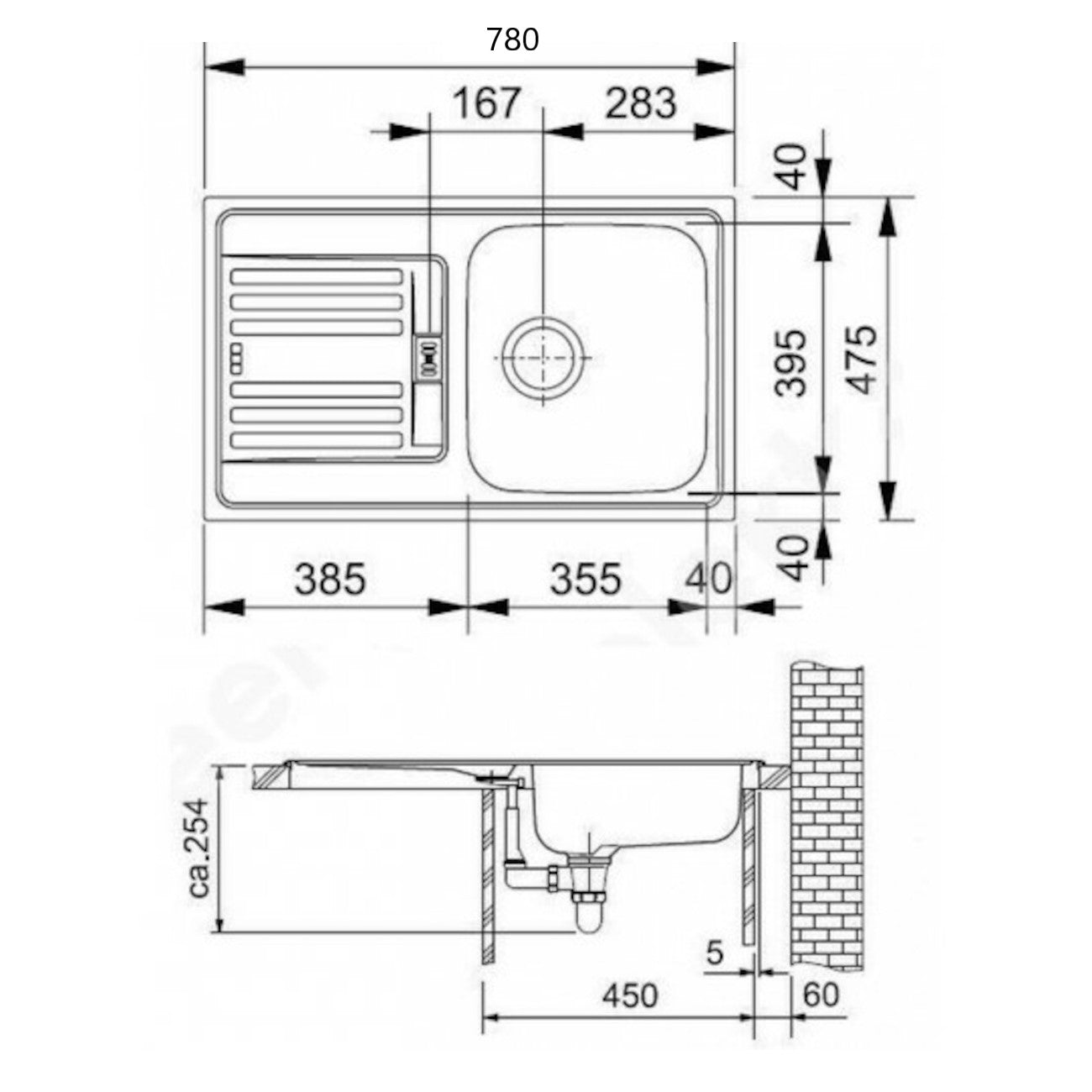 Pomivalno korito 101.0286.017 Franke EFN 614-78 pomivalno korito iz nerjavnega jekla | KOPALNICA-ONLINE.SI