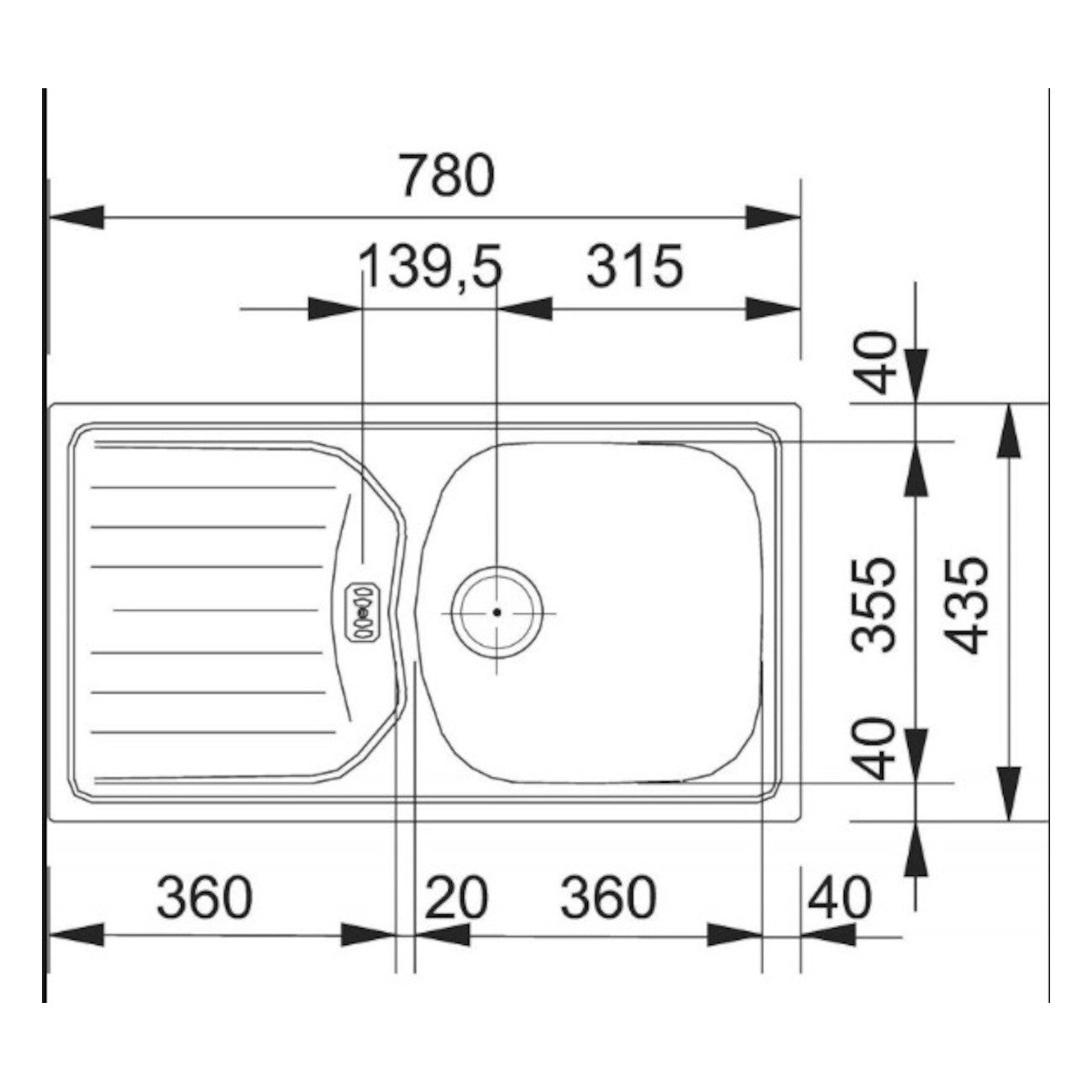 Pomivalno korito 101.0286.132 Franke ETN 614-N ETHOS pomivalno korito iz nerjavnega jekla | KOPALNICA-ONLINE.SI