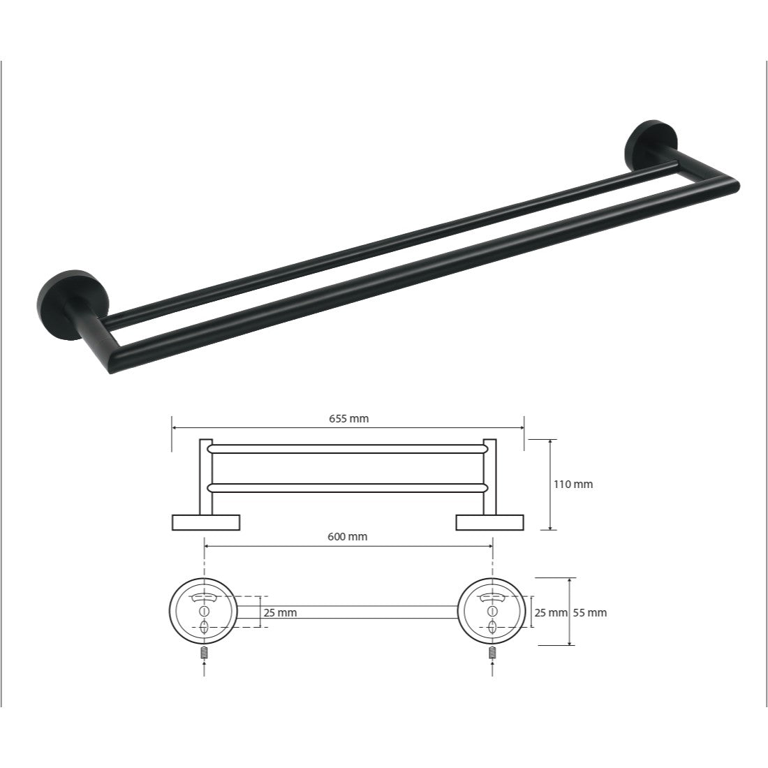 Kopalniški dodatki 104204050 Bemeta Dark držalo za brisače | KOPALNICA-ONLINE.SI