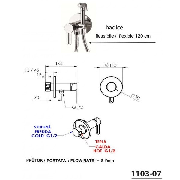 Armature 1103-07 Sapho podometna armatura za bide s tušem | KOPALNICA-ONLINE.SI