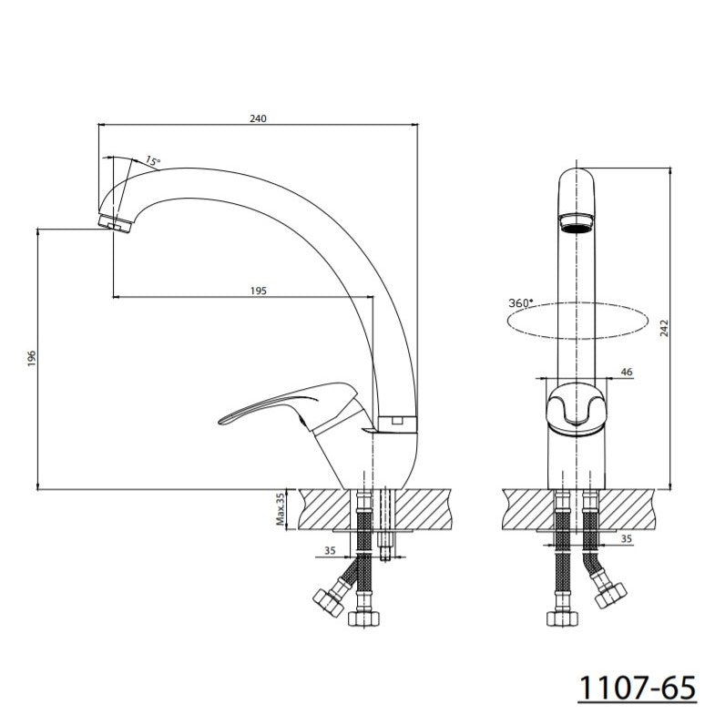 Armature 1107-65 Sapho Kasiopea vrtljiva kuhinjska armatura | KOPALNICA-ONLINE.SI