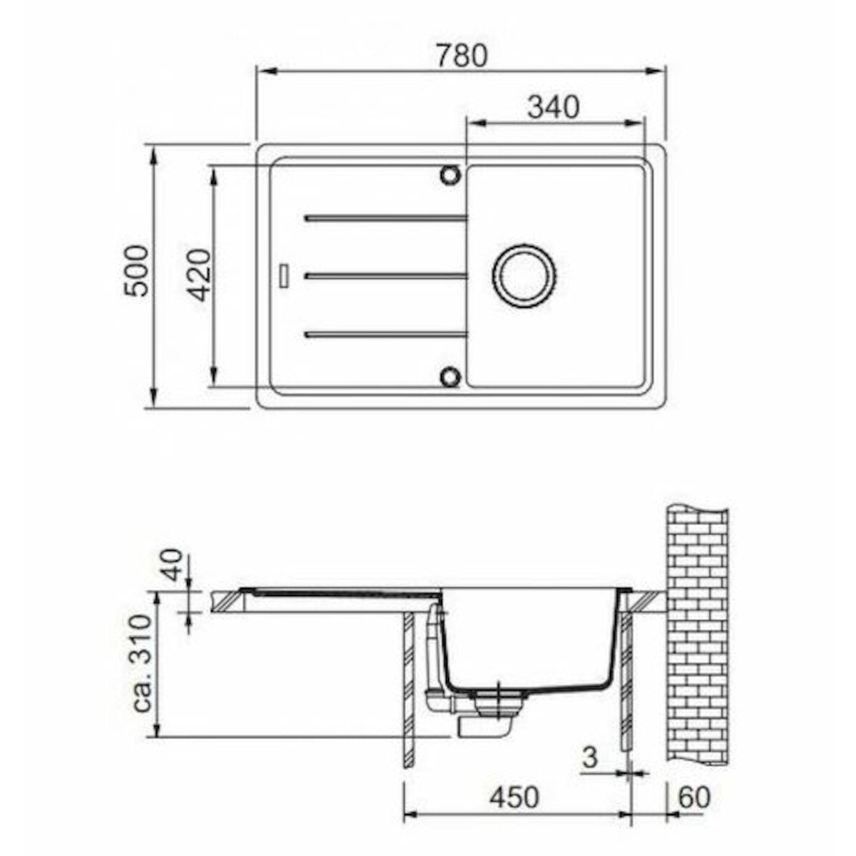 Pomivalno korito 114.0285.184 Franke BFG 611-78 pomivalno korito iz umetnega kamna | KOPALNICA-ONLINE.SI